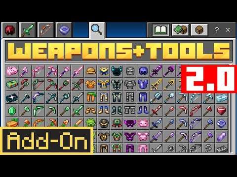WEAPONS + TOOLS 2.0 ADDON Adds 15+ NEW Ores to Minecraft Bedrock Survival with 150+ Tools!