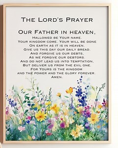 The Lord's Prayer Poster, the Lord's Prayer Printable, Prayer Printable, Bible Verse Flowers, Scripture Print, Our Father in Heaven Print - Etsy