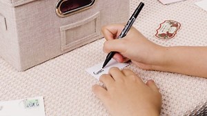 Greeting Card Storage Box, Linen Storage Box with 16 Adjustable Dividers, 84 Labels, 1 Marker Pen, Perfect for Organizing Greeting Cards, Envelopes, Photos 1 Pack Ivory