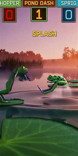 Frog Jump Olympics: Lily Pad Slip-n-Slide 🐸💦#FrogTok #NatureComedy #FunnyFrogs #OutdoorWildlife