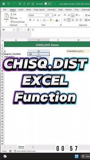 Excel A–Z in 60s: CHISQ.DIST — Chi-Square Probability