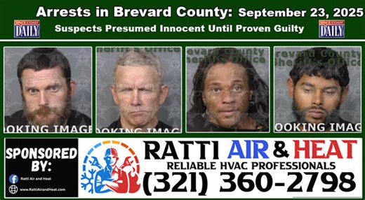 Arrests In Brevard County: September 23, 2025 – Suspects Presumed Innocent Until Proven Guilty - Space Coast Daily