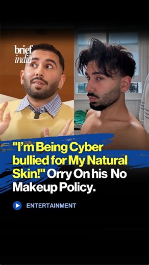 The Brief India on Instagram: ""I’m Being Cyberbullied for My Natural Skin!" Orry Speaks Out. In a recent interview, social media personality Orry revealed how he faces online criticism for his natural complexion. He emphasized his "zero makeup policy," even during filming, proving it by wiping his face with a tissue on camera. Orry shared that after attending a wedding, people accused him of overusing blush, commenting, "You put so much rouge on your cheeks, you didn’t even blend it in." Dismis