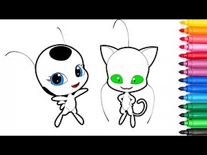 Miraculous: Tales of Ladybug & Cat Noir. Tikki and Plagg. Coloring and drawing for kids.