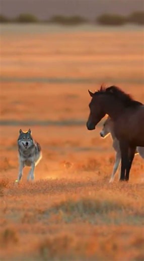 Wild Mare Fights Off Grey Wolf to Save Her Foal #WildlifeDocumentary#AnimalSurvival#MotherInstinct
