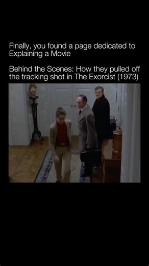 Explaining a Movie on Instagram: "@explainingamovie teaches you something new about movies everyday! No Steadicam? No problem. Before the Steadicam revolutionized camera movement, The Exorcist cinematographer Owen Roizman faced a unique challenge: how to track actors up a narrow, twisting staircase in one continuous motion. To achieve it, Roizman and his crew engineered a custom chair rig, suspended from ceiling tracks and lifted by pulleys, allowing the camera to glide smoothly through the scen