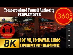 Tomorrowland Transit Authority PeopleMover at Night [8K 360 | 3D Spatial Audio]