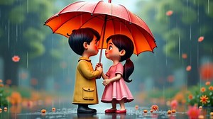 Download male and female couple under umbrella for free