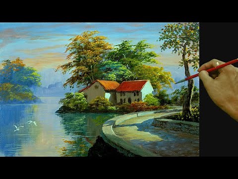 Acrylic Landscape Painting in Time-lapse / Road to Village Houses / JMLisondra