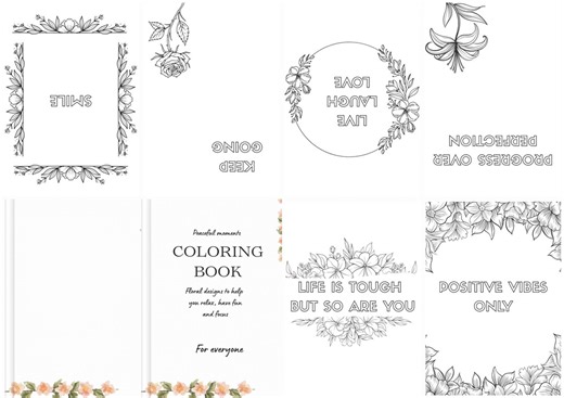 Floral Coloring Book With Quotes |printable Coloring Pages | Relaxing Flower Designs | Mindfulness & Self Care Art | Instant Download - Etsy