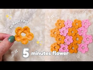 How To Crochet Flower For Absolute Beginners Tutorial🪻No-sewing - Beginner Friendly
