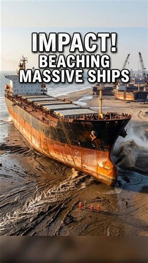 What happens when a ship hits the beach at full speed #shipbreaking #engineering #curiosity