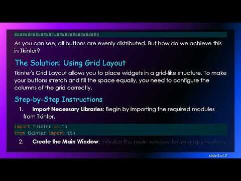 How to Divide Space Equally Between Widgets Using Grid Layout in Python Tkinter