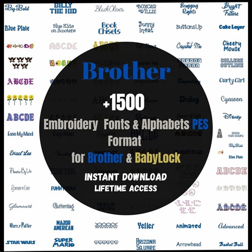 Machine Embroidery Fonts for Brother & Babylock –PES Format – Instant Download – Collection of 1500, 1 Inch 2 Inch 3 Inch. - Etsy