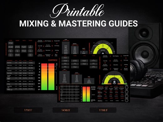 Mixing and Mastering Cheat Sheet Printable | Audio Engineer EQ Compression Guide | Music Producer Studio Poster | Digital Download