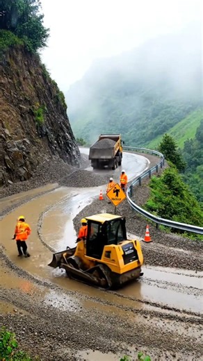 Mountain Road Construction | Extreme Engineering Build #shorts