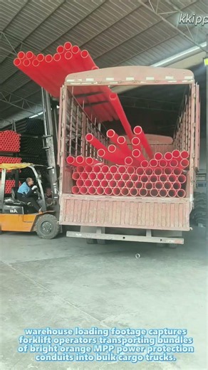 Forklift Loading Orange MPP Power Conduit Pipes For Construction Electrical Engineering Delivery