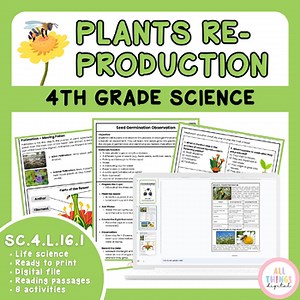 Plant Reproduction SC.4.L.16.1 4th Grade Life Science Activity & Answer Key