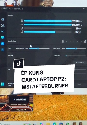Test ép xung card đồ họa laptop bằng Msi Afterburner #nvidia #windowstips #gamingsetup #laptopgaming #xuhuong