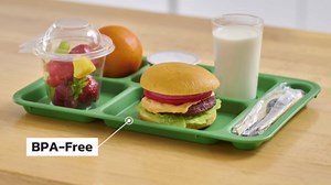 HUBERT Green Six-Compartment Cafeteria Tray, 10"x14" (Pack of 24)