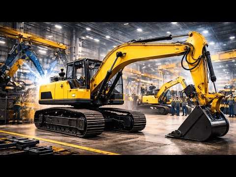 Hydraulic Excavator Manufacturing in a Mega Plant | Heavy Equipment Factory