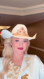Dressed in gold for the Pro Rodeo Hall of Fame Gold Buckle Gala 💛 I can’t wait to honor former Miss Rodeo America Pam Minick! | Miss Rodeo America