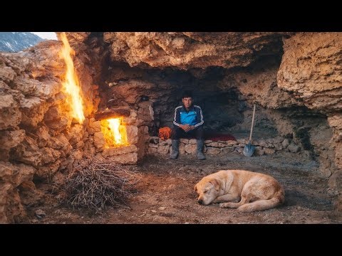 Solo Bushcraft Camping in an Abandoned Mountain Cave | Adventure with My Dog