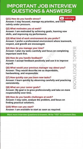 10 Most Important Interview Questions and Answers