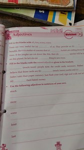 EnglishDATE30AdjectivesWorksheet31Fill in the blanks wit... | Filo