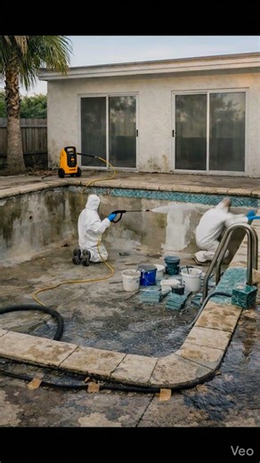 Luxury Night Pool Transformation ✨🌊 | AI Water Glow Effect | Satisfying Timelapse #shorts #trending