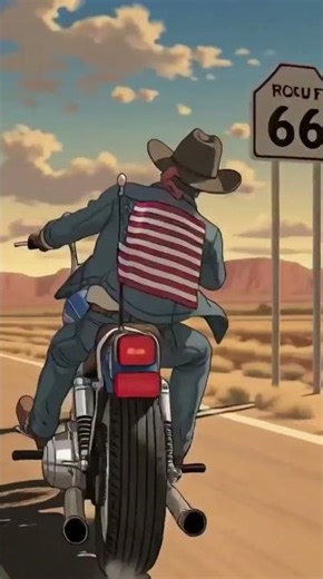 Ghibli Style Harley Ride on Route 66 🏍️ | AI Animation | Cozy Ride Across America