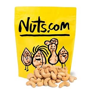 Nuts.com – Roasted Cashews (Unsalted) — Creamy & Savory Flavor, Healthy Snack for Adults & Kids, Good Source of Protein, Fiber, Calcium, Iron & Healthy Fats – Vegan & Gluten-Free – 2 Lb Bag