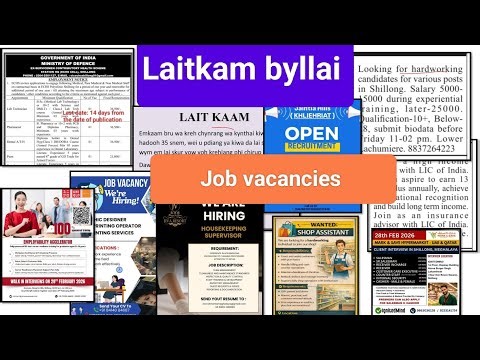 Laitkam byllai - Job vacancies: ECHS Polyclinic Shillong, Guest House, Life insurance, Manager,...