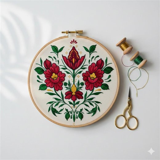 Floral Ornament Hand Embroidery Design, Flowers Embroidery PDF File - Etsy