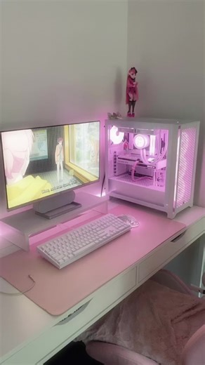 Pink Aesthetic Gaming Setup | Lighter Pink LEDs | PC & RGB Lights