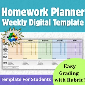 Student Digital Homework Planner Template - For High School and Middle School