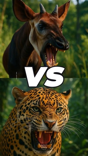 Okapi VS Leopard! Epic showdown #shorts #animalshorts
