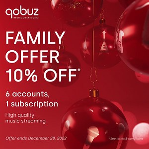 Get 10% off Qobuz Family plans: 6 accounts, 1 subscription, unlimited music streaming. Until Dec. 28, 2022. | Qobuz | Facebook