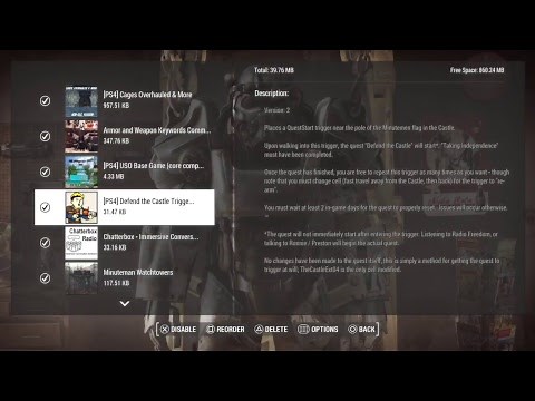 Fallout 4 PS4 survival friendly mods and working load order