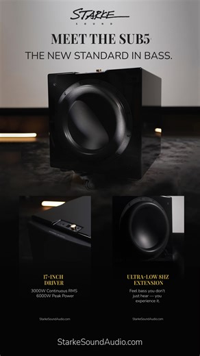 🔊 Feel it. Hear it. Experience true bass with the SUB5-17. With its 17” driver, 3000W RMS power, and ultra-low 8Hz extension, this isn’t just sound — it’s an experience. 🌐 Explore → starkesoundaudio.com/products/sub5-17-subwoofer #StarkeSound #SUB517 #Audiophile #HomeTheater #LuxurySound | Starke Sound