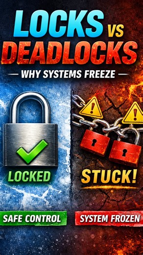 Ajay Kumar on Instagram: "One update waits. Another update waits. Nothing crashes. Nothing moves. That’s a deadlock. This is Day 15 of my Backend Development series — explaining how locks protect data and how deadlocks freeze systems silently. 👇 Comment Understood if this example made sense. 💾 Save this — deadlocks show up only under load. Tomorrow: Why some operations must run together. [locks and deadlocks, backend development, concurrency control, database locking, race conditions, software