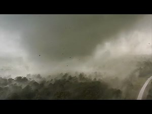 Eerie drone footage of tornado.