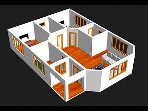 Small House Plan 9 x 12m 2 Bedroom with American Kitchen 2021