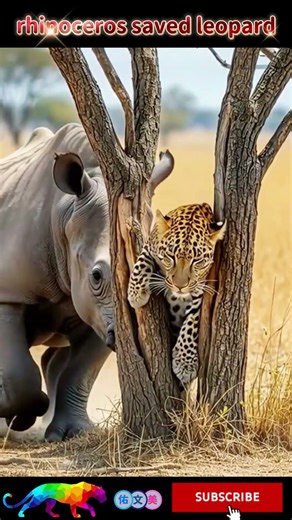 🦏rhinoceros saved leopard🐆