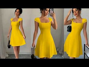 HOW TO CUT AND SEW STYLISH 6 PIECES FLARED DRESS