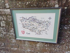 Vintage Embroidered Map of Kent, Framed Needlework County Map, Handmade Textile Wall Art - Etsy UK