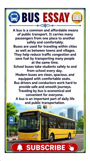 🚌 Bus Essay in English | Easy Essay for Students #BusEssay #EnglishEssay 📚🛣️✨🚌