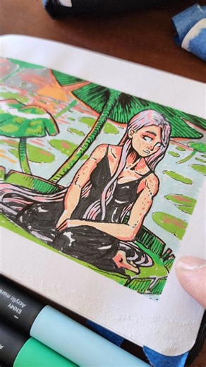 Lately I’ve been drawing a lot in my sketchbook, mixing brush pen ink, pencil, and acrylic markers. I just love how everything comes together on the page. Using my @neblinchile sketchbook #ink #inking #acrylicmarkers #fantasyart #characterdesign | Diego Frías