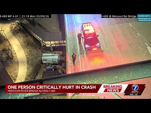 1 person critically hurt in I-480 crash Monday night