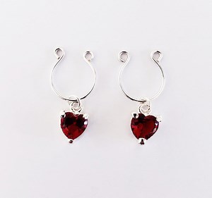 Non Piercing Nipple Rings With Red Gemstone Hearts. Valentine's Gift for Her, MATURE Jewelry - Etsy